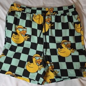 Neff Black and Mint Peace Ducky Checkered Swim Trunks Size XL